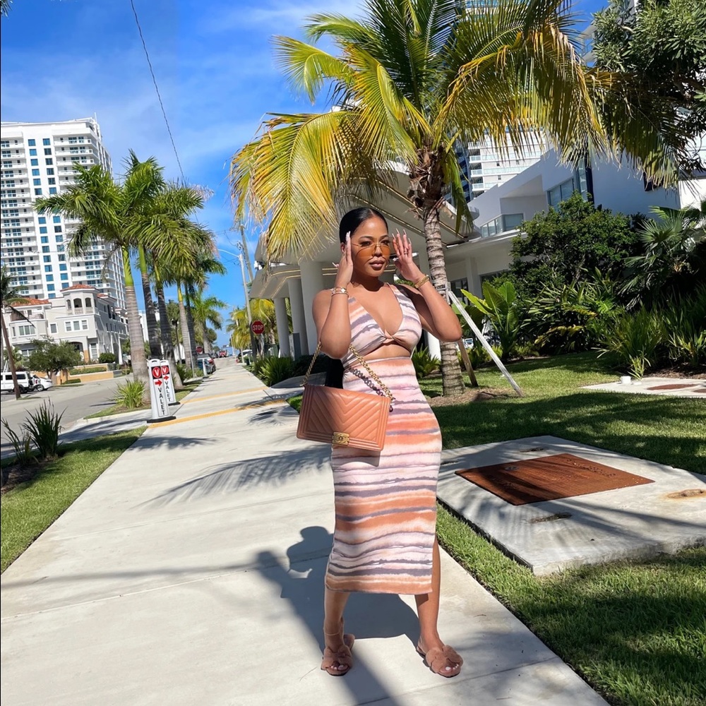 Mina Monroe Tiger Chic Cut-out Dress